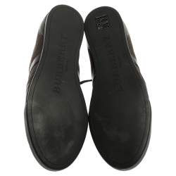 Pre Owned Burberry Black Leather And Check Canvas Low Top Sneakers Size 38