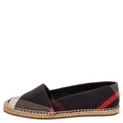 Pre Owned Burberry Navy Blue Nova Check Canvas Espadrilles Size 38