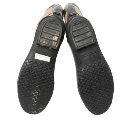 Pre Owned حذاء بوت مطر بربري كليمينس مطاط و كانفاس مربعات هاويس بيج و أسود مقاس 36