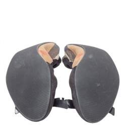 Pre Owned Burberry Beige/Black Nova Check Suede And Canvas Scrunch Ballet Flats Size 36