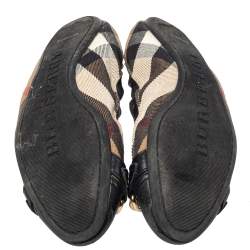 Pre Owned Burberry Black House Check Canvas And Leather Shipley Ballet Flats Size 36