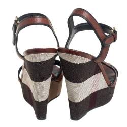 مملوكة مسبقًا صندل بربرى نعل روكى ويلان جلد بنى مقاس 40.5