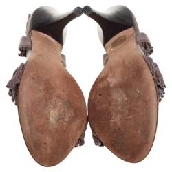 Burberry Brown Leather Ruffle Sandals Size 37