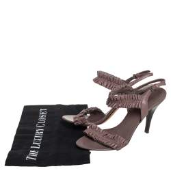 Burberry Brown Leather Ruffle Sandals Size 37