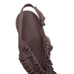 Burberry Brown Leather Ruffle Sandals Size 37