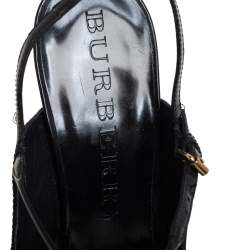 Pre Owned Burberry Black Patent Leather Slingback Platform Sandals Size 40