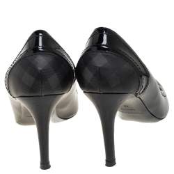 Burberry Black Patent Leather and Coated Canvas Pumps Size 40