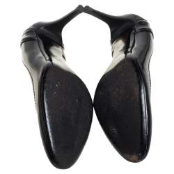 Burberry Black Patent Leather and Coated Canvas Pumps Size 40