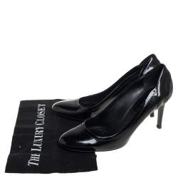 Burberry Black Patent Leather and Coated Canvas Pumps Size 40