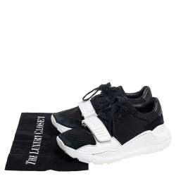 Pre Owned Burberry Black Neoprene And Suede Regis Low Top Sneakers Size 36