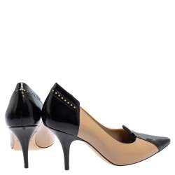 Pre Owned Burberry Beige/Black Brogue Patent and Leather Eldmon Pumps Size 38.5