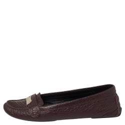 Pre Owned Burberry Brown Leather Rowles Loafers Size 37