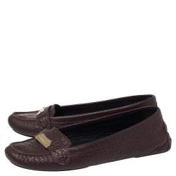 Pre Owned Burberry Brown Leather Rowles Loafers Size 37