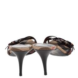 مملوكة مسبقًا Burberry Brown Leather Strappy Slide Sandals Size 39 