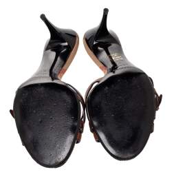 مملوكة مسبقًا Burberry Brown Leather Strappy Slide Sandals Size 39 