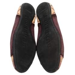 Pre Owned Burberry Beige/Brown Nova Check Coated Canvas And Suede Flats Size 39.5