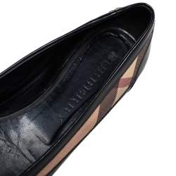Pre Owned Burberry Black and Nova Chek Coated Canvas and Patent Leather Flats Size 40