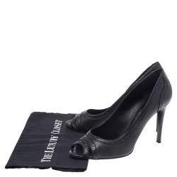 Burberry Black Leather Brogue Peep Toe Pumps Size 41