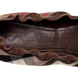 Pre Owned Burberry Brown House Check Canvas And Leather Shipley Ballet Flats Size 40