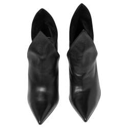 Burberry Black Leather Essendon Pointed Toe Booties Size 37