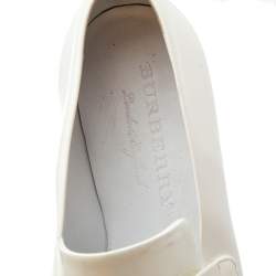 Burberry White Patent Leather Chillcot Slip On Loafers Size 36