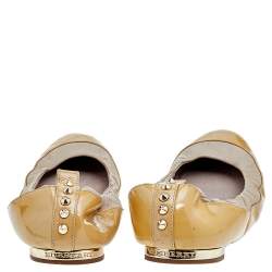 Burberry Beige Patent And Leather Scrunch Ballet Flats Size 36