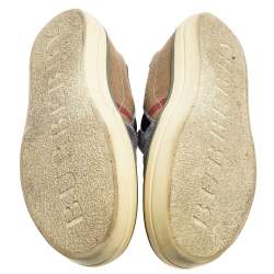 Burberry Ash Blue Suede and House Check Canvas Slip-On Sneakers Size 36.5