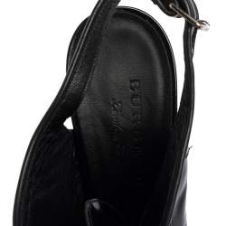 Pre Owned Burberry Black Patent Leather Buckton Pointed-Toe Slingback Pumps Size 39