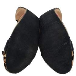 Pre Owned Burberry Black/Beige Novacheck Canvas and Leather Buckle Scrunch Ballet Flats Size 41