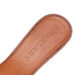 Pre Owned Burberry Beige Haymarket Check Fabric Pointed Toe Mules Size 38