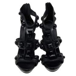 Burberry Black Leather Embellished Sandals Size 39