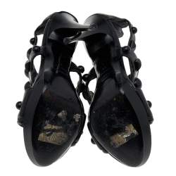 Burberry Black Leather Embellished Sandals Size 39