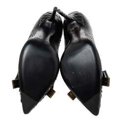 Pre Owned Burberry Black Python Leather Bow Detail Pointed Toe Pumps Size 37