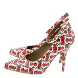 Pre Owned حذاء كعب عالي بربري سير كاحل جلد مونوغرامي تي بي متعدد الألوان مقاس 39