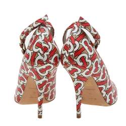 Pre Owned حذاء كعب عالي بربري سير كاحل جلد مونوغرامي تي بي متعدد الألوان مقاس 39