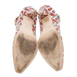 Pre Owned حذاء كعب عالي بربري سير كاحل جلد مونوغرامي تي بي متعدد الألوان مقاس 39