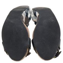 مملوكة مسبقًا Burberry Beige/Black Leather And Canvas Ballet Flats Size 36