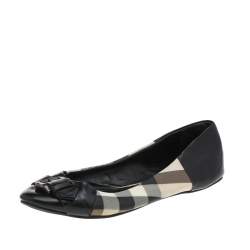 Burberry Multicolor Nova Check PVC And Patent Leather Buckle Ballet Flats Size 38 Burberry TLC