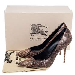 Pre Owned Burberry Brown Python Leather Pointed-Toe Pumps Size 41