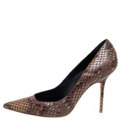 Pre Owned Burberry Brown Python Leather Pointed-Toe Pumps Size 41