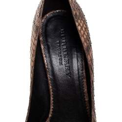 Pre Owned Burberry Brown Python Leather Pointed-Toe Pumps Size 41