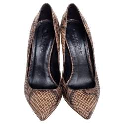 Pre Owned Burberry Brown Python Leather Pointed-Toe Pumps Size 41