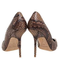 Pre Owned Burberry Brown Python Leather Pointed-Toe Pumps Size 41