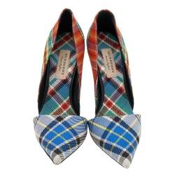 Pre Owned حذاء كعب عالي بربري دورسي فيرنا كانفاس متعدد الالوان مقدمة مدببة مقاس 39