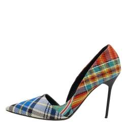 Pre Owned حذاء كعب عالي بربري دورسي فيرنا كانفاس متعدد الالوان مقدمة مدببة مقاس 39