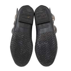 Pre Owned Burberry Black/Beige Rubber And Nova Check Canvas Holloway Rain Boots Size 38