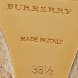 Pre Owned صندل بربري جلد برونزي ميتاليك كعب روكي إسبادريل مقاس 38.5