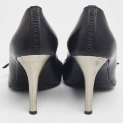 Pre Owned Burberry Black Leather Buckle Detail Pointed Toe Pumps Size 37