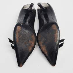 Pre Owned Burberry Black Leather Buckle Detail Pointed Toe Pumps Size 37