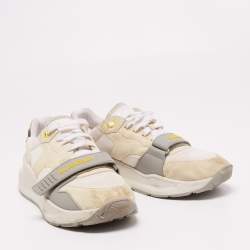 Pre Owned Burberry White/Grey Suede And Leather Ramsey Low Top Sneakers Size 44 